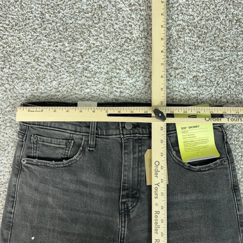 Levis 510 Jeans Mens 32x34 Gray Skinny Stretch Denim Distressed Charcoal Paint